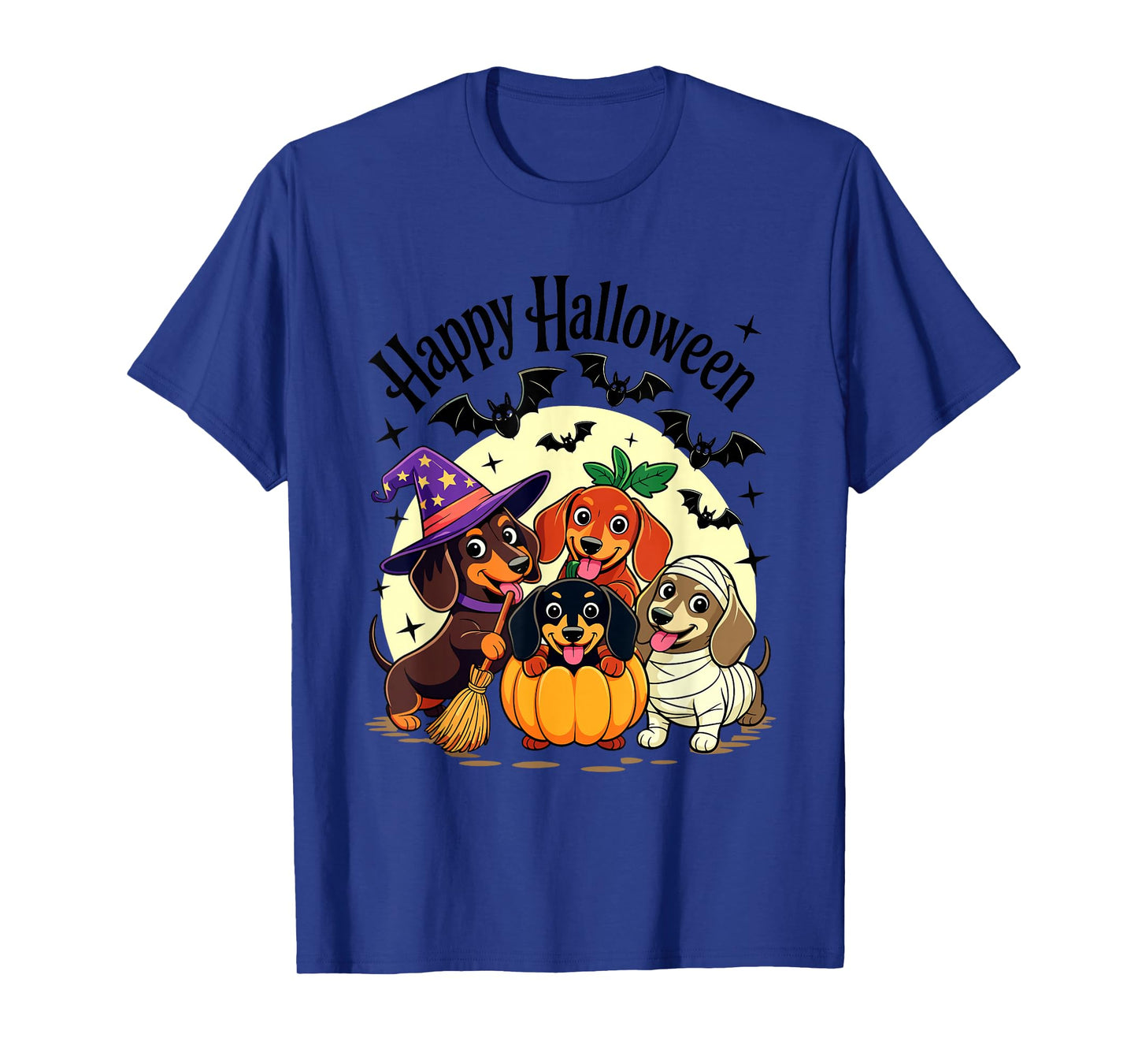Halloween Dachshund Dogs Costumes Squad Witch Pumpkin Mummy T-Shirt
