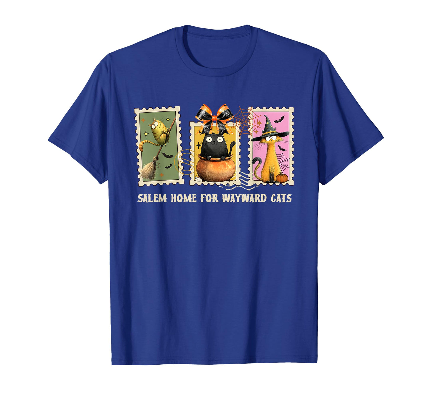 Funny Witch Salem Black Cats 1692 Halloween Postage Stamp T-Shirt
