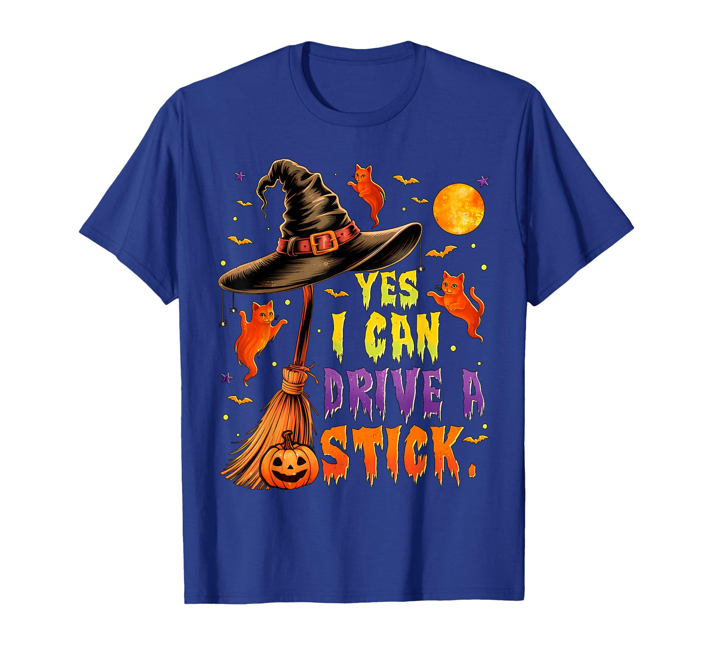 Yes I Can Drive A Stick Funny Halloween Spooky Witch T-Shirt