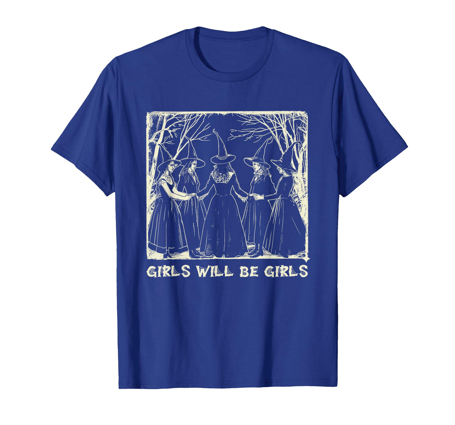 Vintage Girls Will Be Girls Funny Witch Halloween T-Shirt
