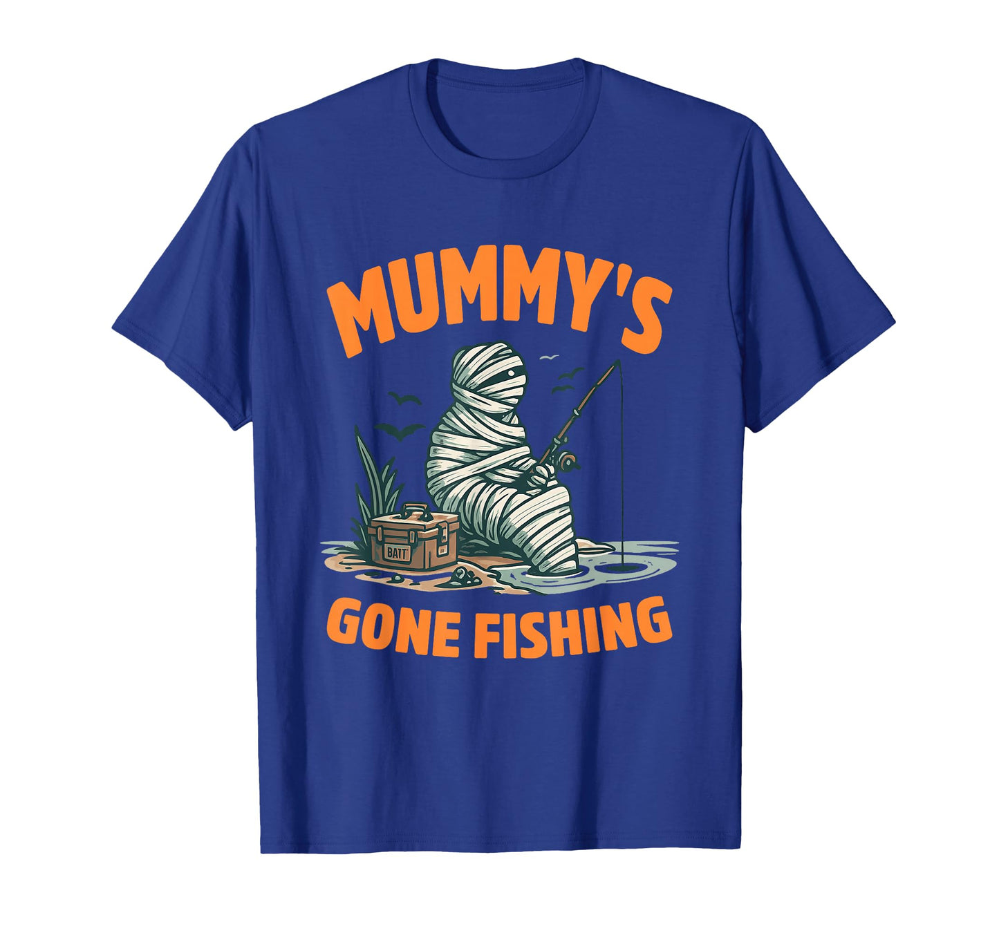 Mummy's Gone Fishing Halloween Design T-Shirt