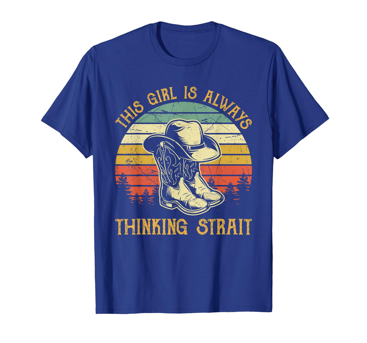 This Girl Is Always Thinking Strait Country Western Cowgirl T-Shirt