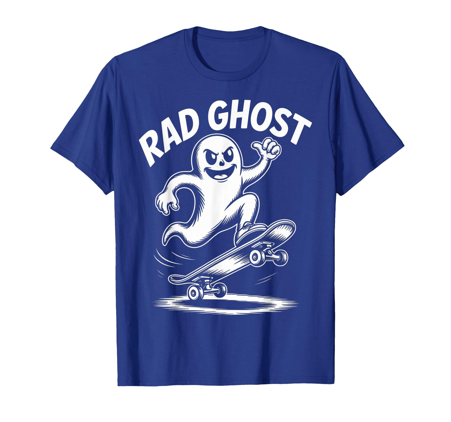 Funny Ghost On Skateboard Retro Halloween Costume Kids Boys T-Shirt