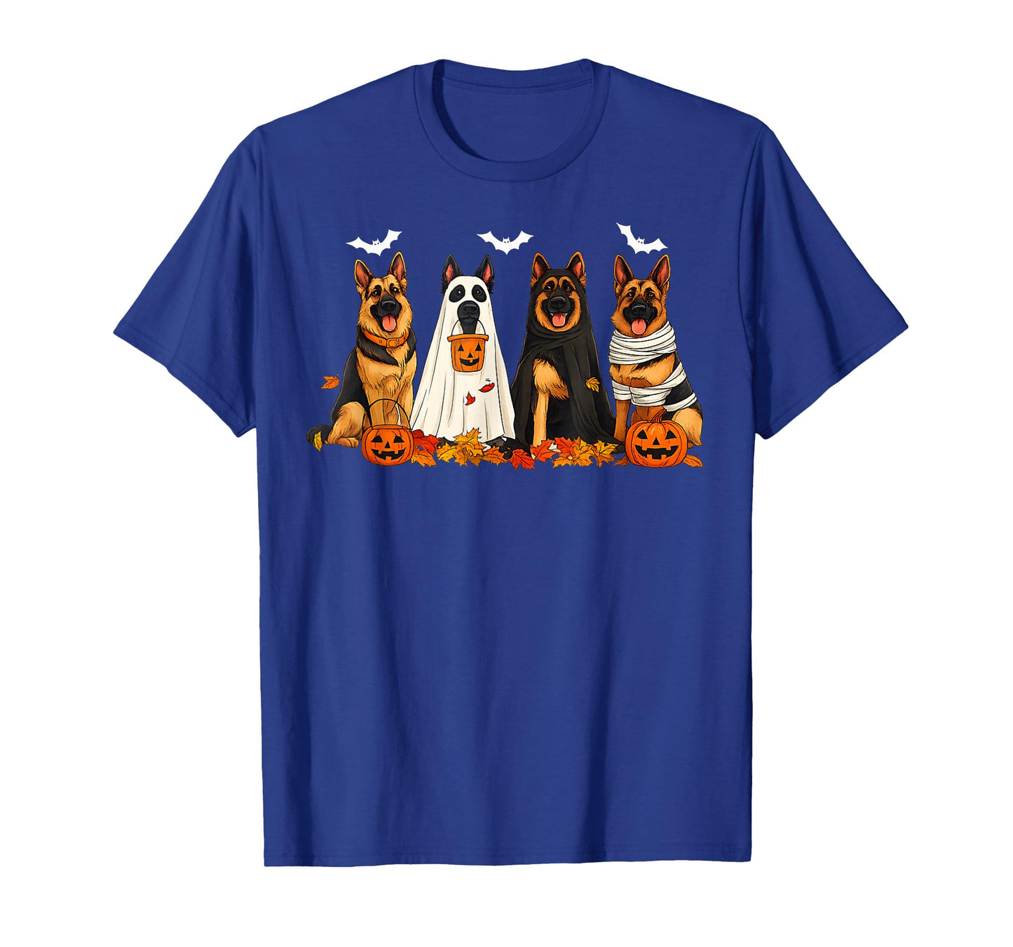 Cute German Shepherd Dogs Ghost Mummy Witch Spooky Halloween T-Shirt