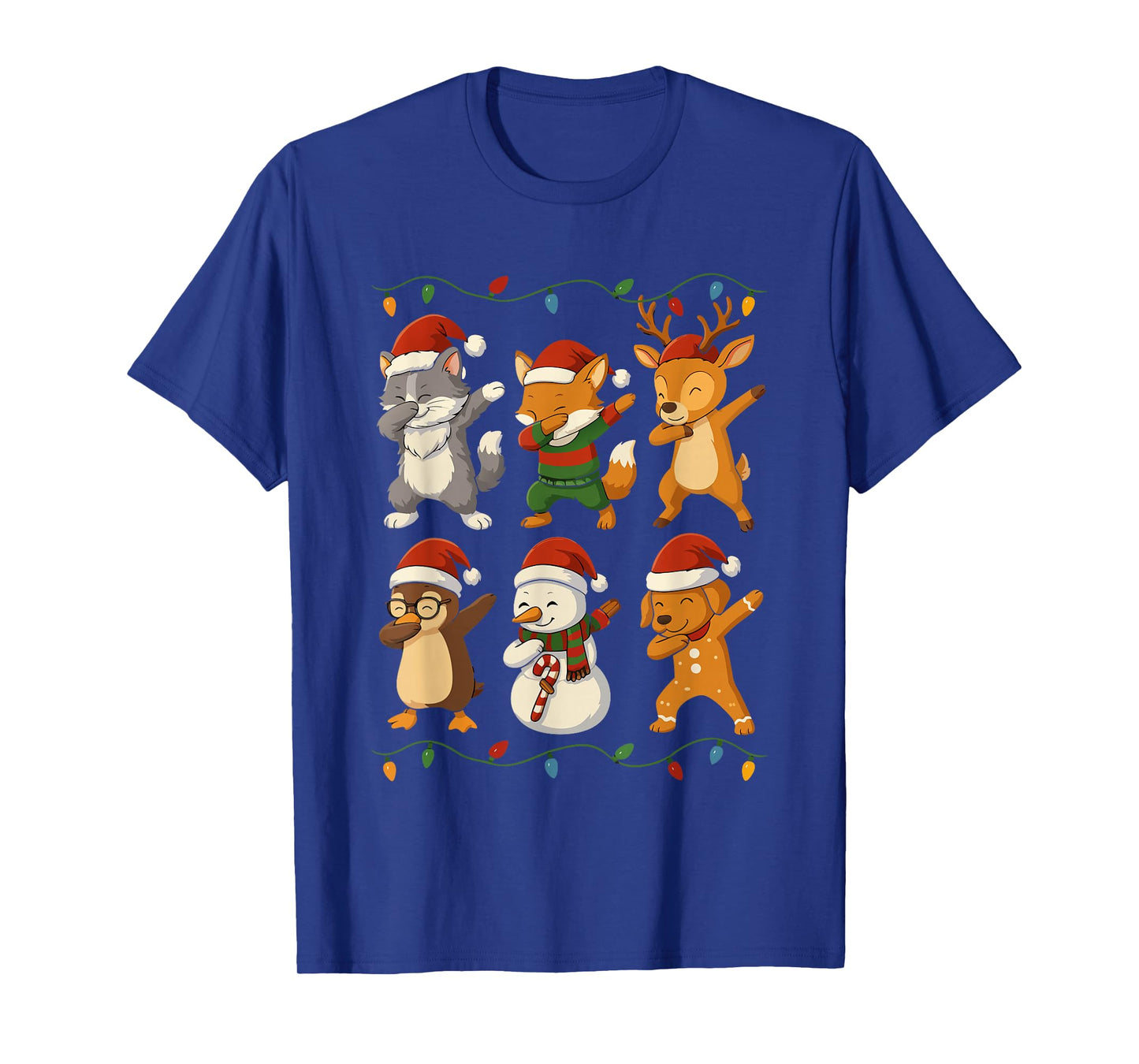 Dabbing Santa Cat Friends Christmas Boys Girls Men Xmas Dog T-Shirt