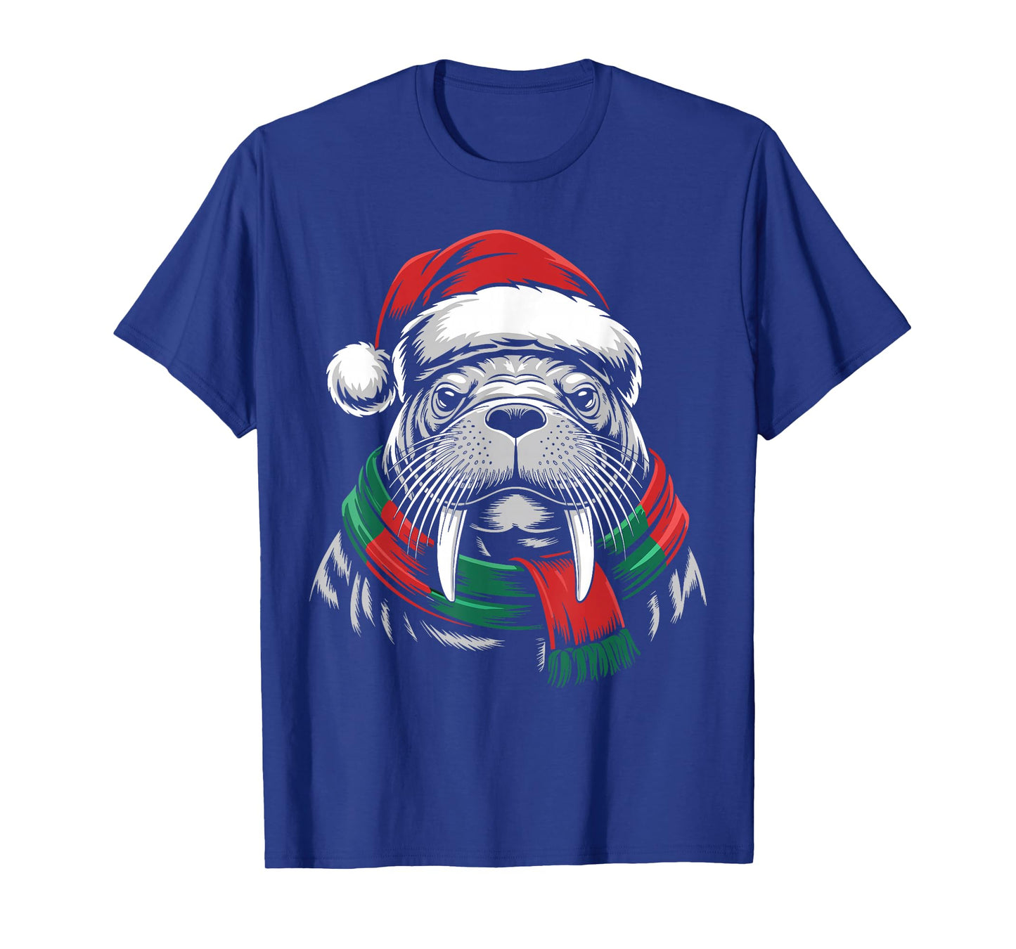 Walrus Xmas Santa Hat Scarf Christmas Costume T-Shirt