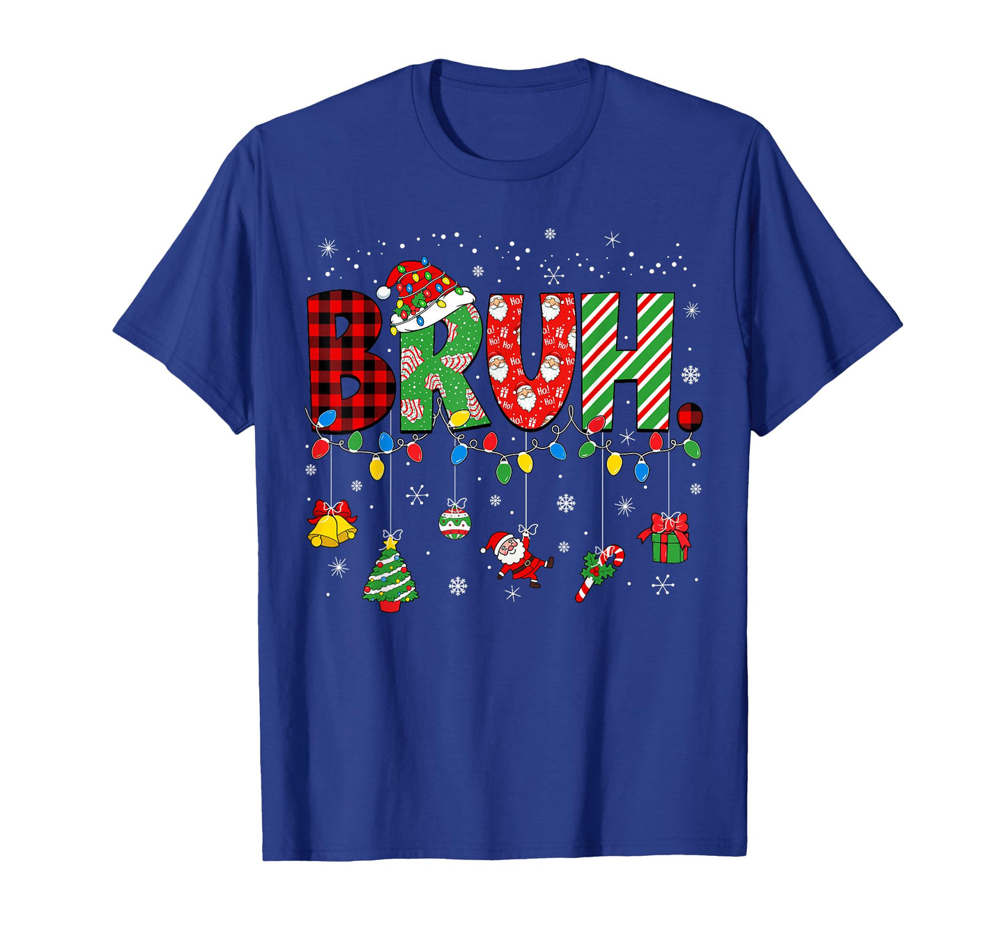 Bruh Funny Christmas Red Plaid Teens Boys Kids Xmas Pajamas T-Shirt