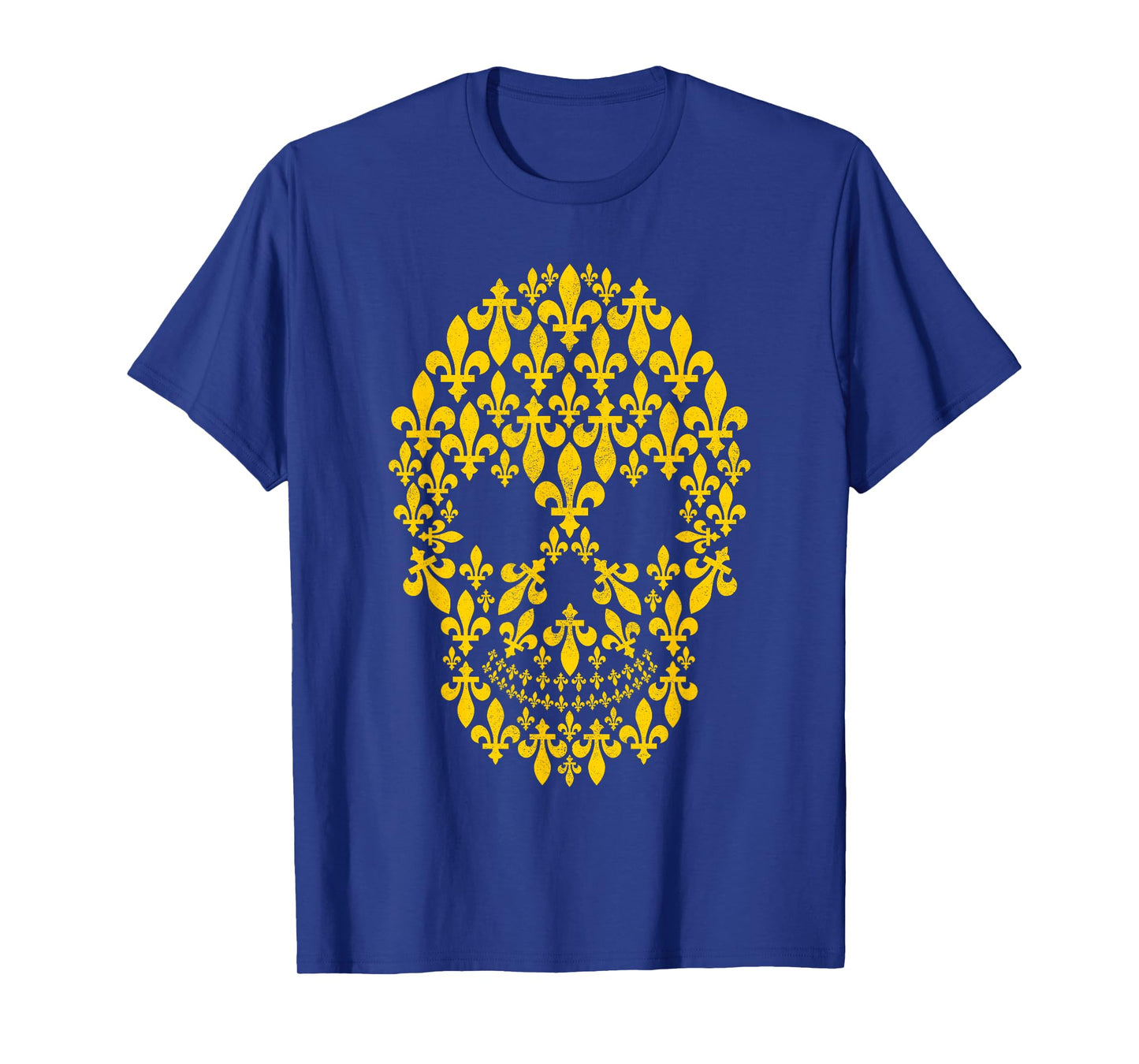 New Orleans Fleur de lis Skull Grunge Gold T-Shirt