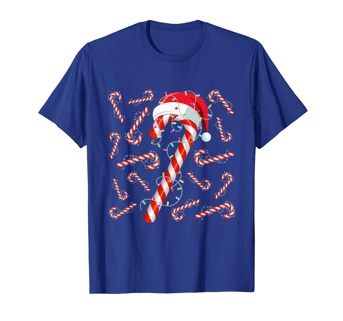 Funny Christmas Candy Cane Santa Lights Xmas Pajama T-Shirt