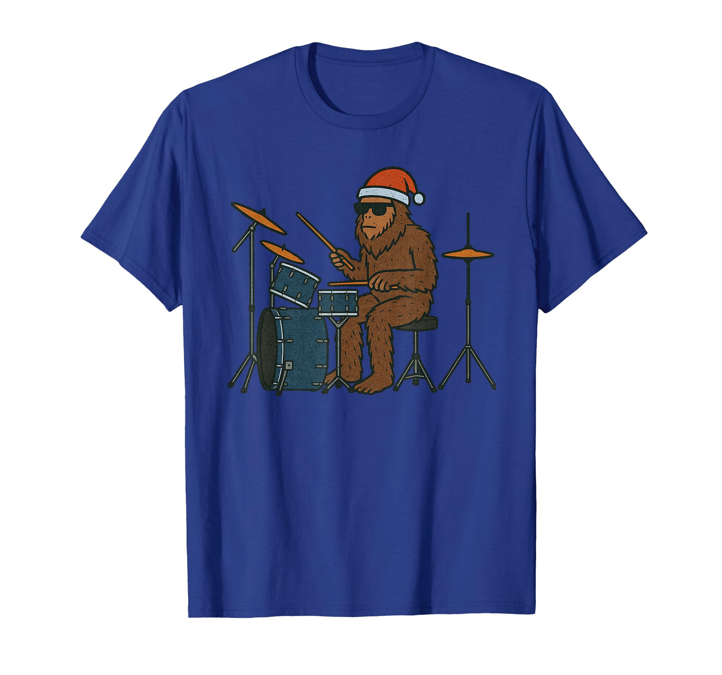 Sasquatch Playing Drums Christmas Vintage Drummer Xmas T-Shirt