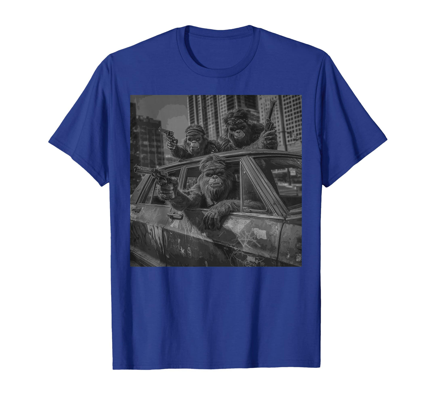Funny Graphic Bigfoot Sasquatch Gangster Adult Funny T-Shirt