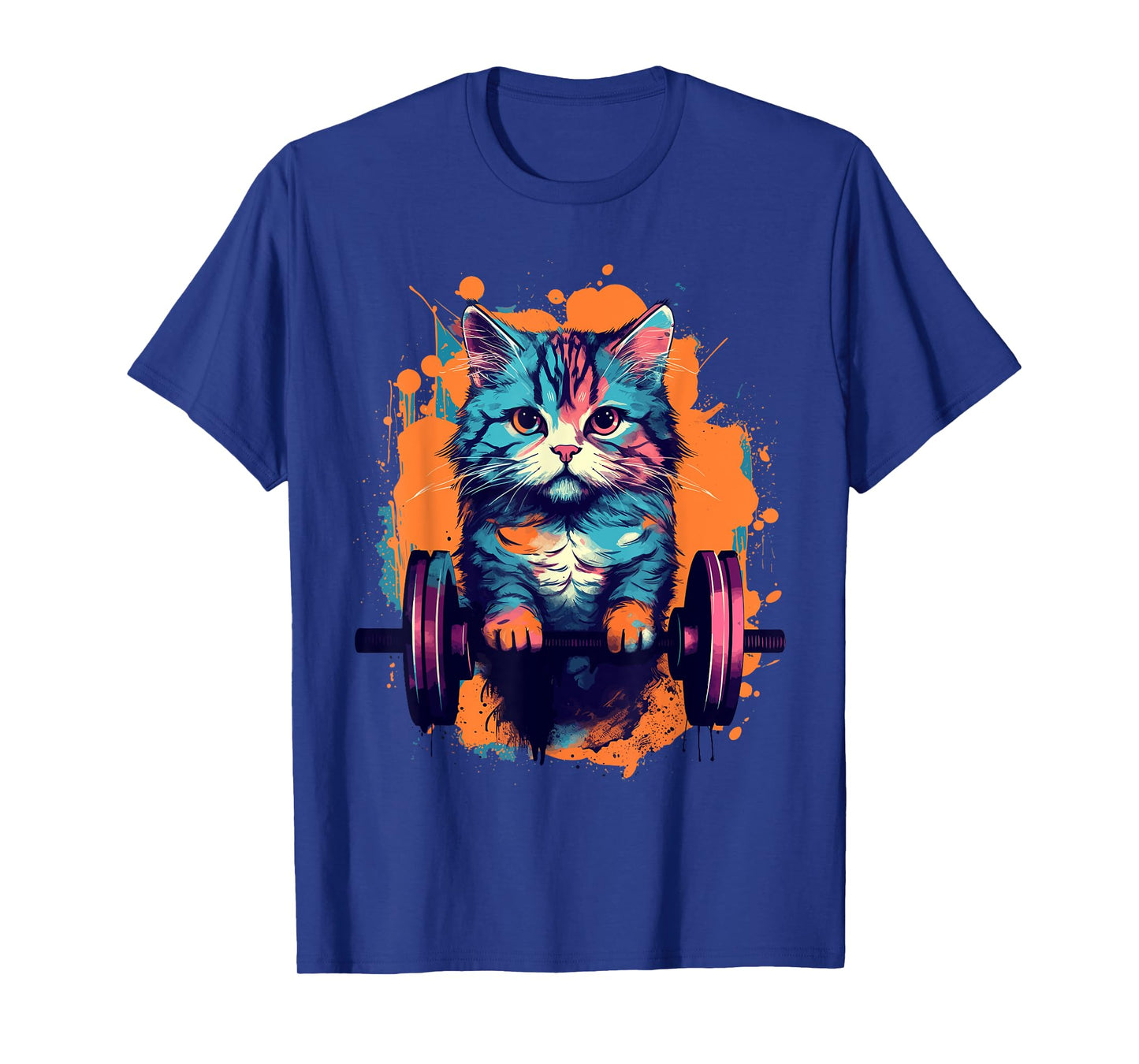 Gym, Workout or Fitness Gift Funny Cat in a Gym T-Shirt for Men Women