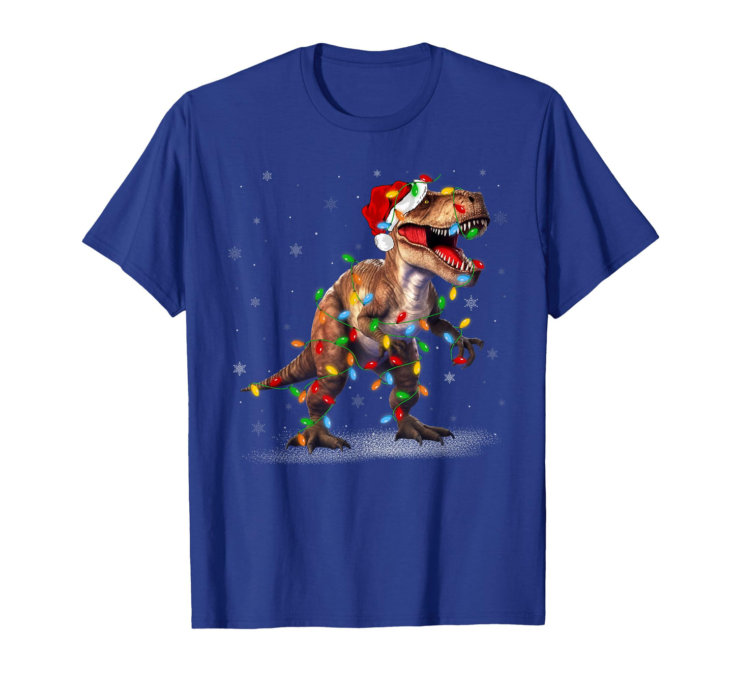 T-Rex Dinosaur Christmas Tree Sweater Santa Xmas Lights T-Shirt