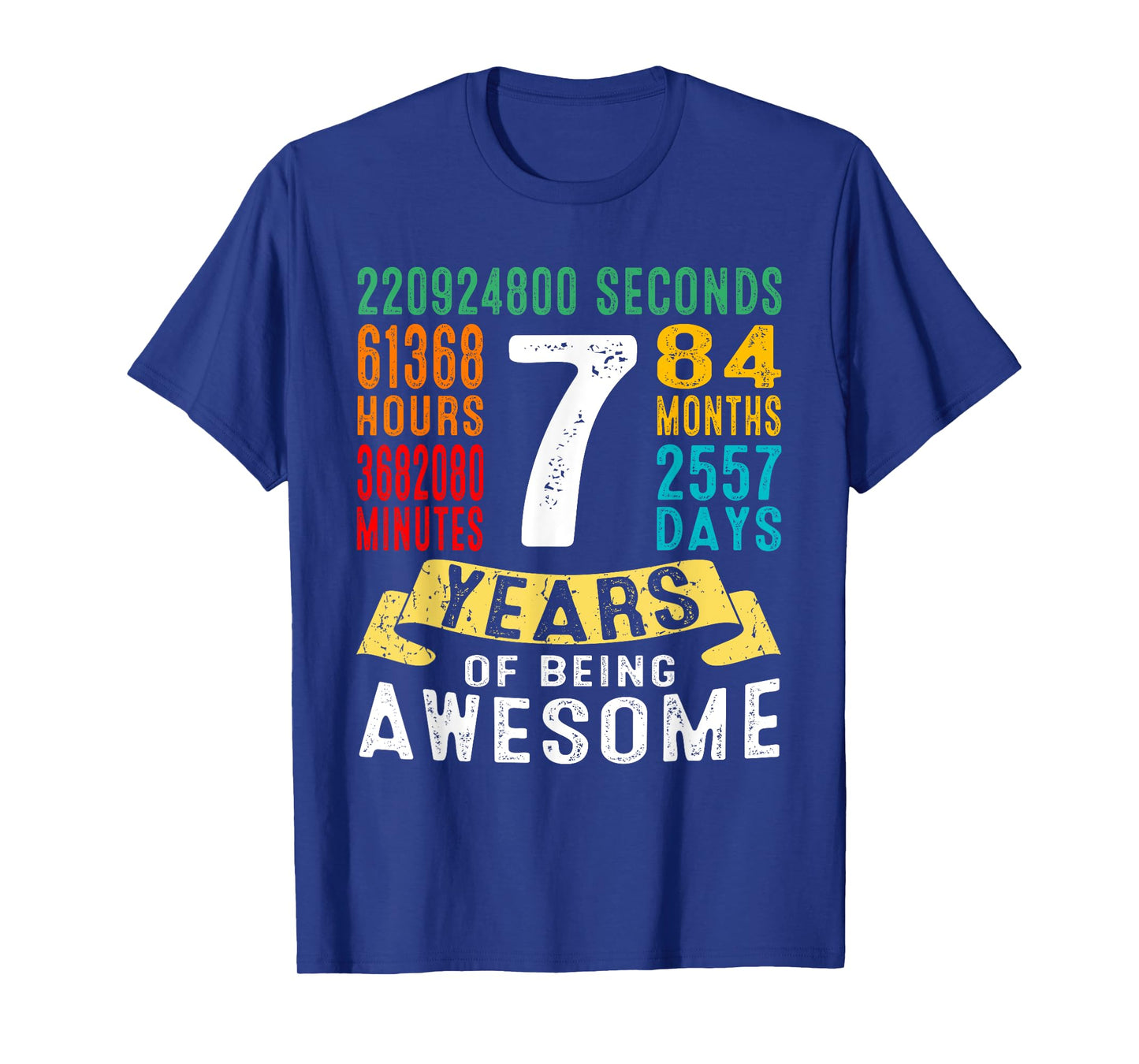 7 Years Old 7th Birthday Gifts Retro Vintage 84 Months T-Shirt