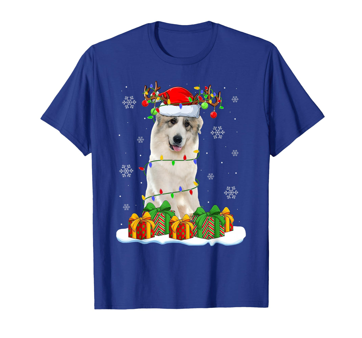 Great Pyrenees Dog Christmas Lights Santa Pet Dog Lover Xmas T-Shirt