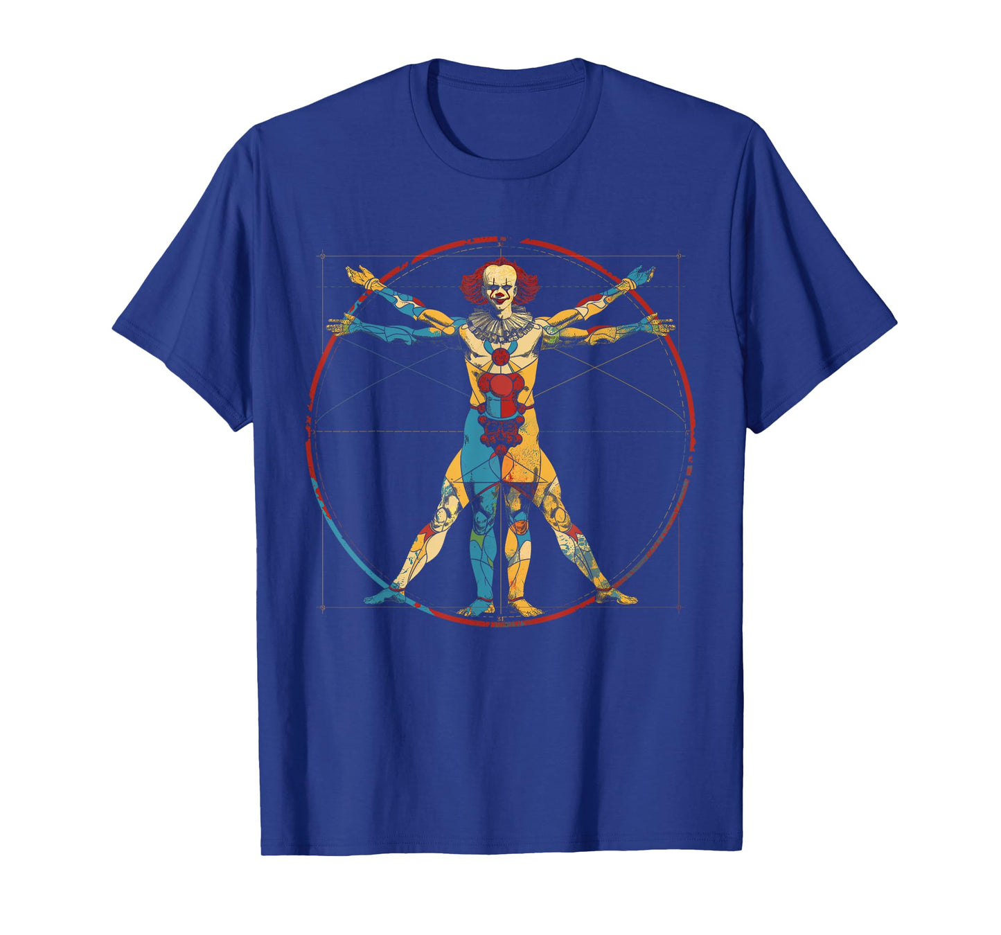 Clowncore Aesthetic Vitruvian Man Clown Creepy Goth T-Shirt
