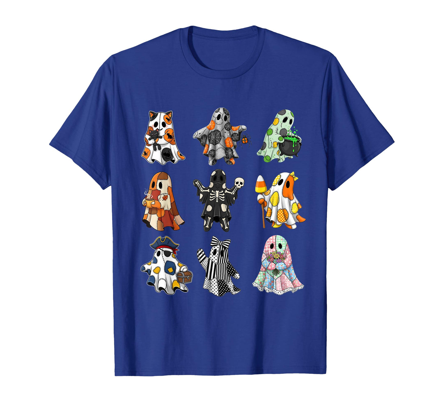 Cute Halloween Ghosts Quilt Season Spooky Goblincore Squad T-Shirt