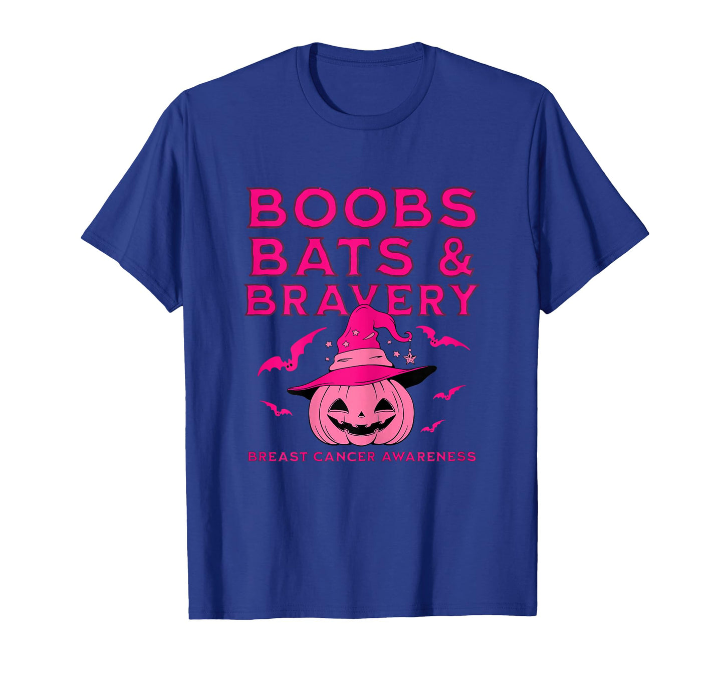 Boobs Bats & Bravery Breast Cancer Awareness Halloween Pink T-Shirt
