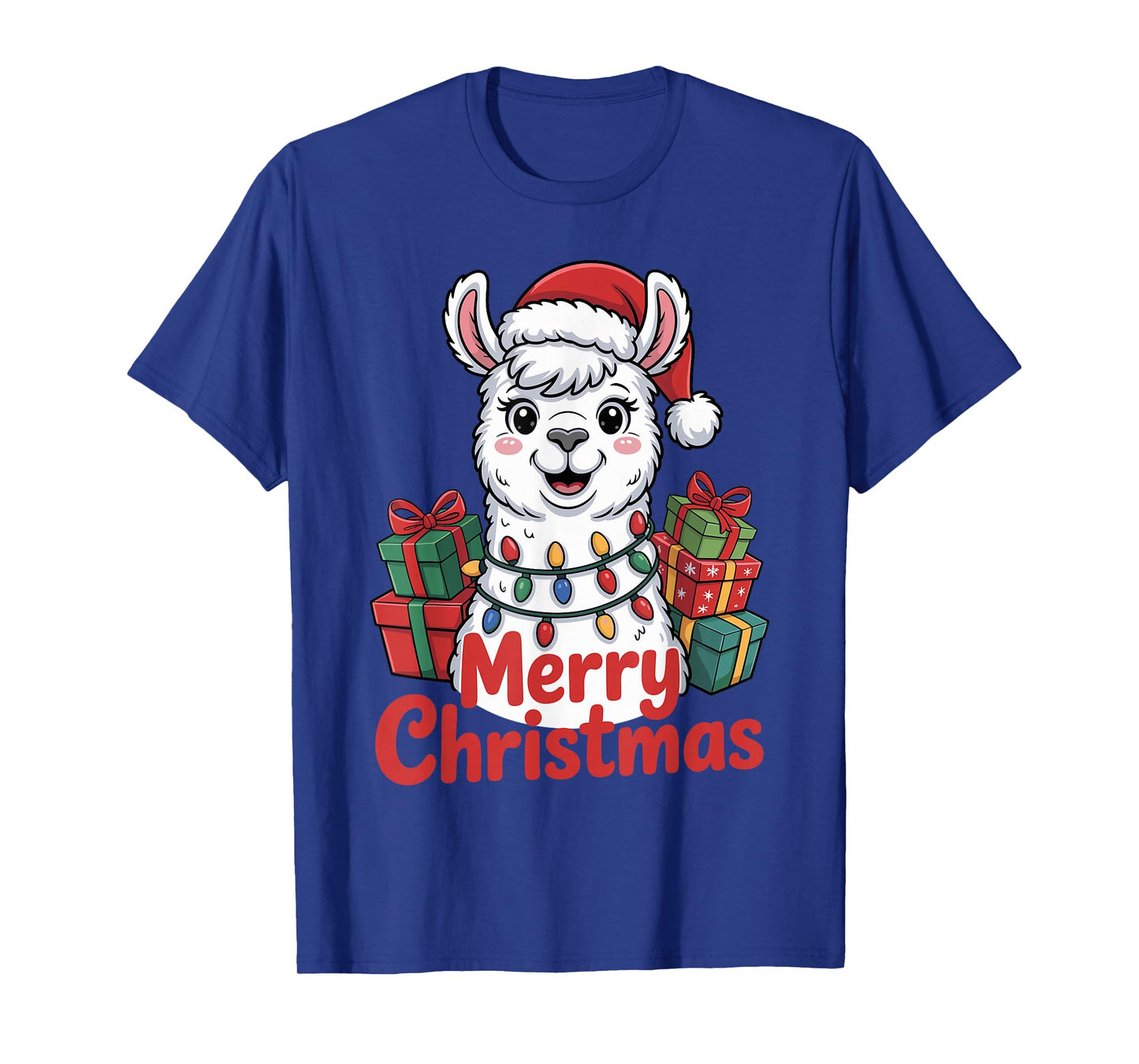 Llama Santa Hat Christmas Design Funny Animal Lovers Holiday T-Shirt