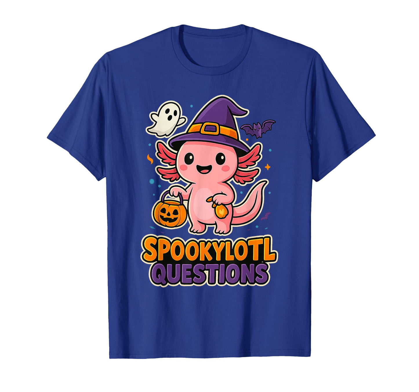 Funny Halloween Axolotl Spookylotl Pumpkin Kawaii Question T-Shirt