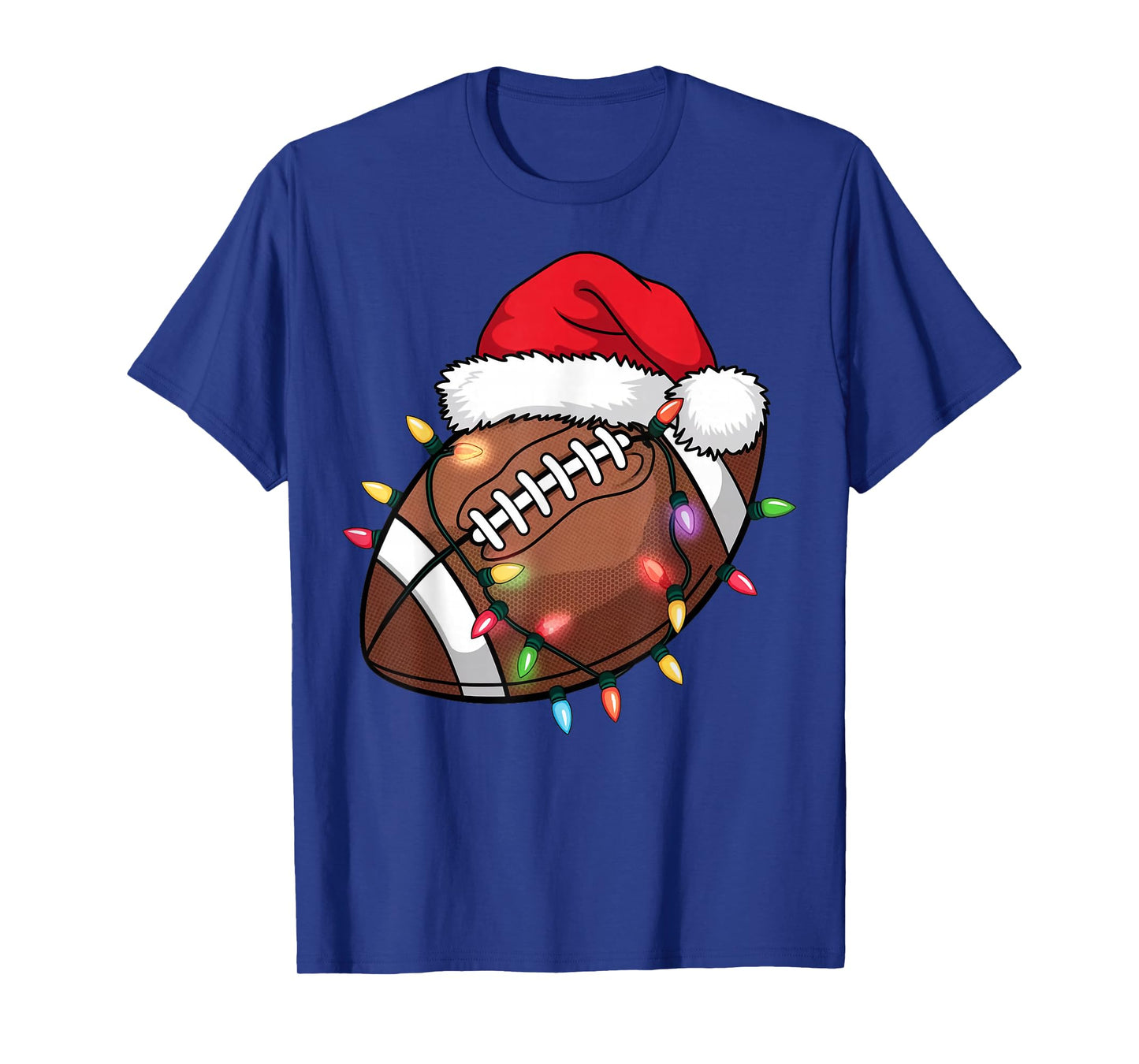 Christmas Football Player Ball Santa Hat Xmas Boys Men Women T-Shirt