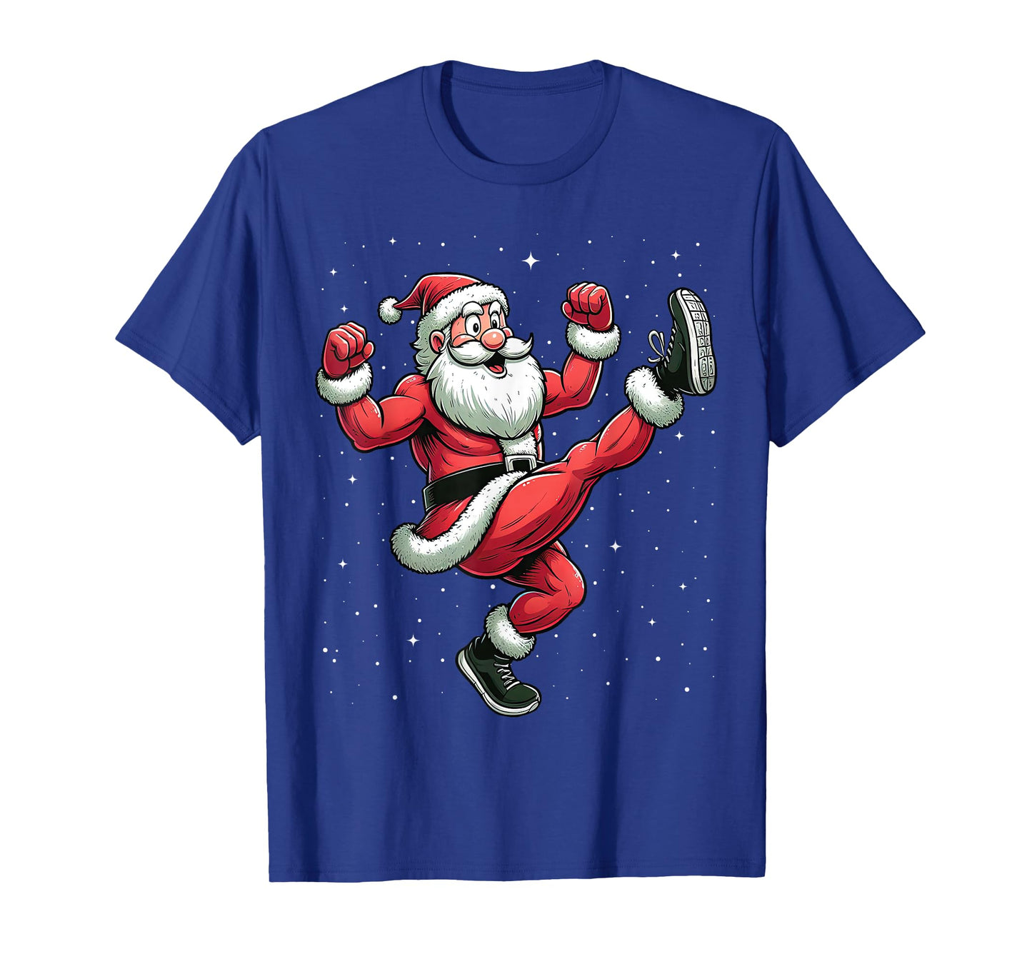 Santa Exercising Gym Fitness Workout Christmas Snow T-Shirt