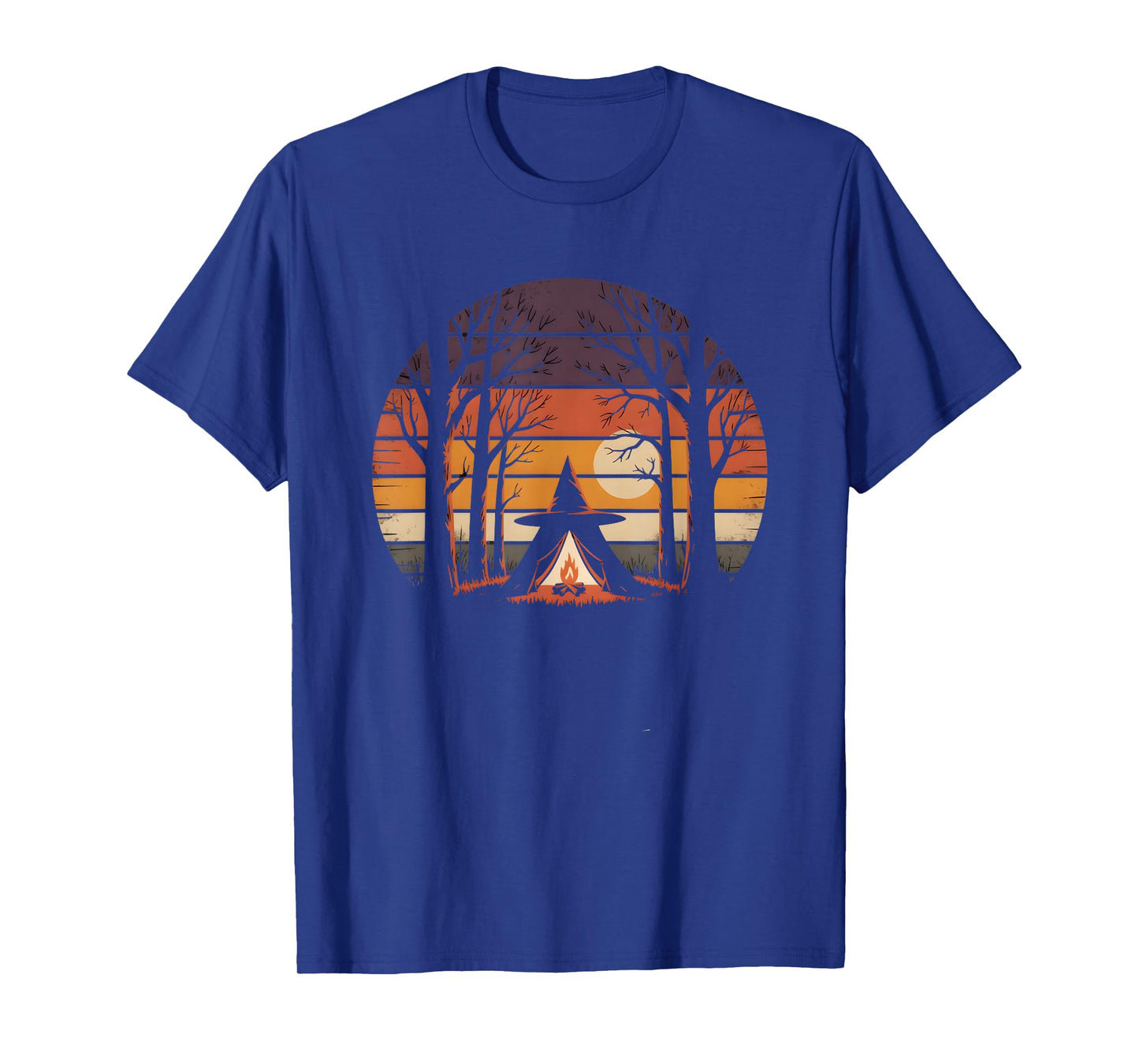 Retro Witchy Camping Halloween Sunset T-Shirt