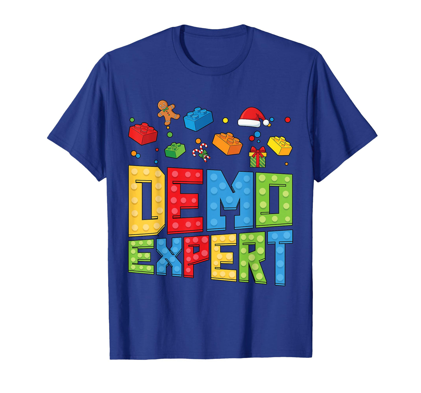 Demo Expert Block Building Brick Builder Santa Christmas T-Shirt