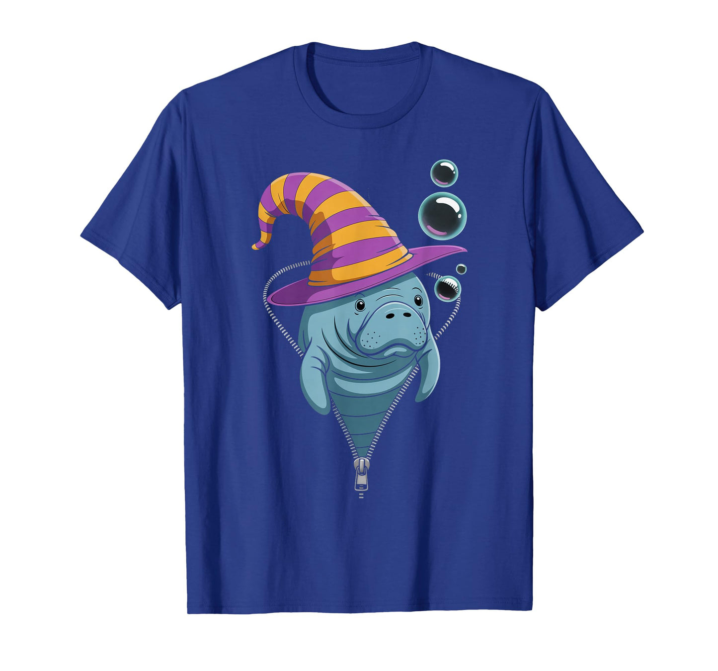 Funny Manatee Peeking Out Zipper Halloween Costume T-Shirt