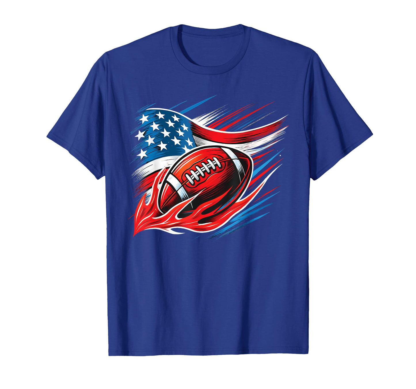 USA Patriotic Men boys American Flag 4th of July Football T-Shirt