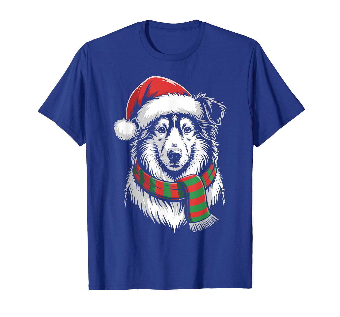 Collie Dog Xmas Santa Hat Scarf Christmas Costume T-Shirt