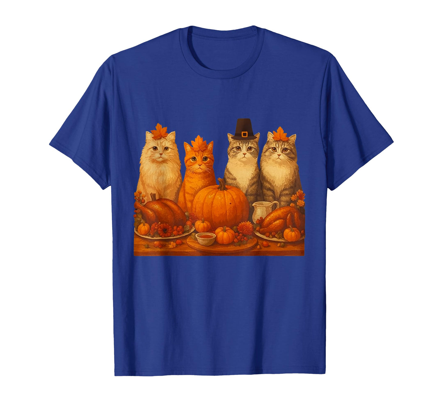 Thanksgiving Cats Dinner Feast Fall Thankful Men Women Kids T-Shirt