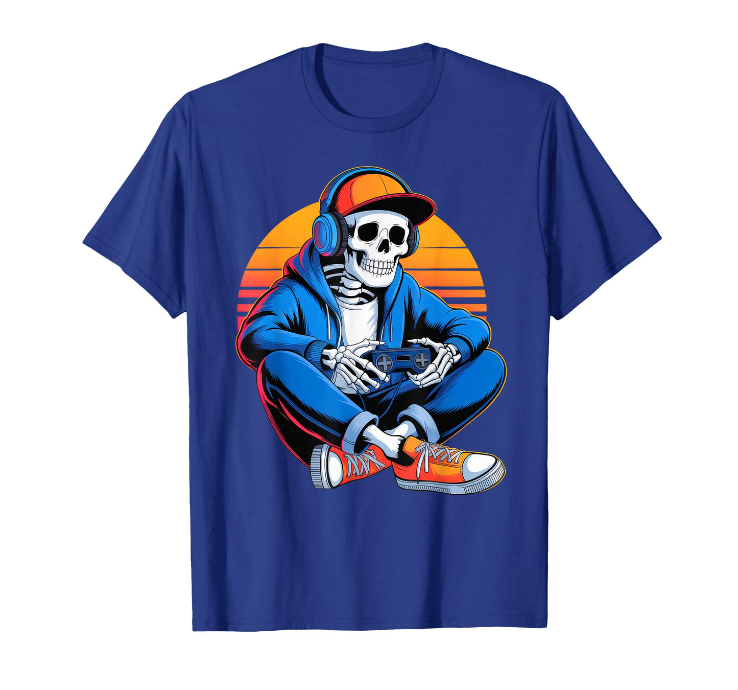 Funny Halloween Boys Men Kids Skeleton Video Gaming Gamer T-Shirt