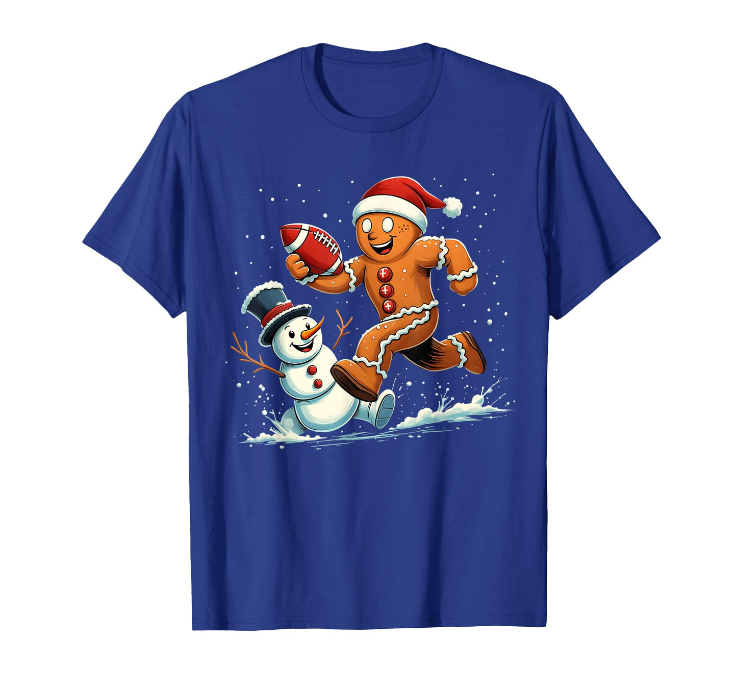 Snowman Gingerbread Football Christmas Funny Men Boys Kids T-Shirt
