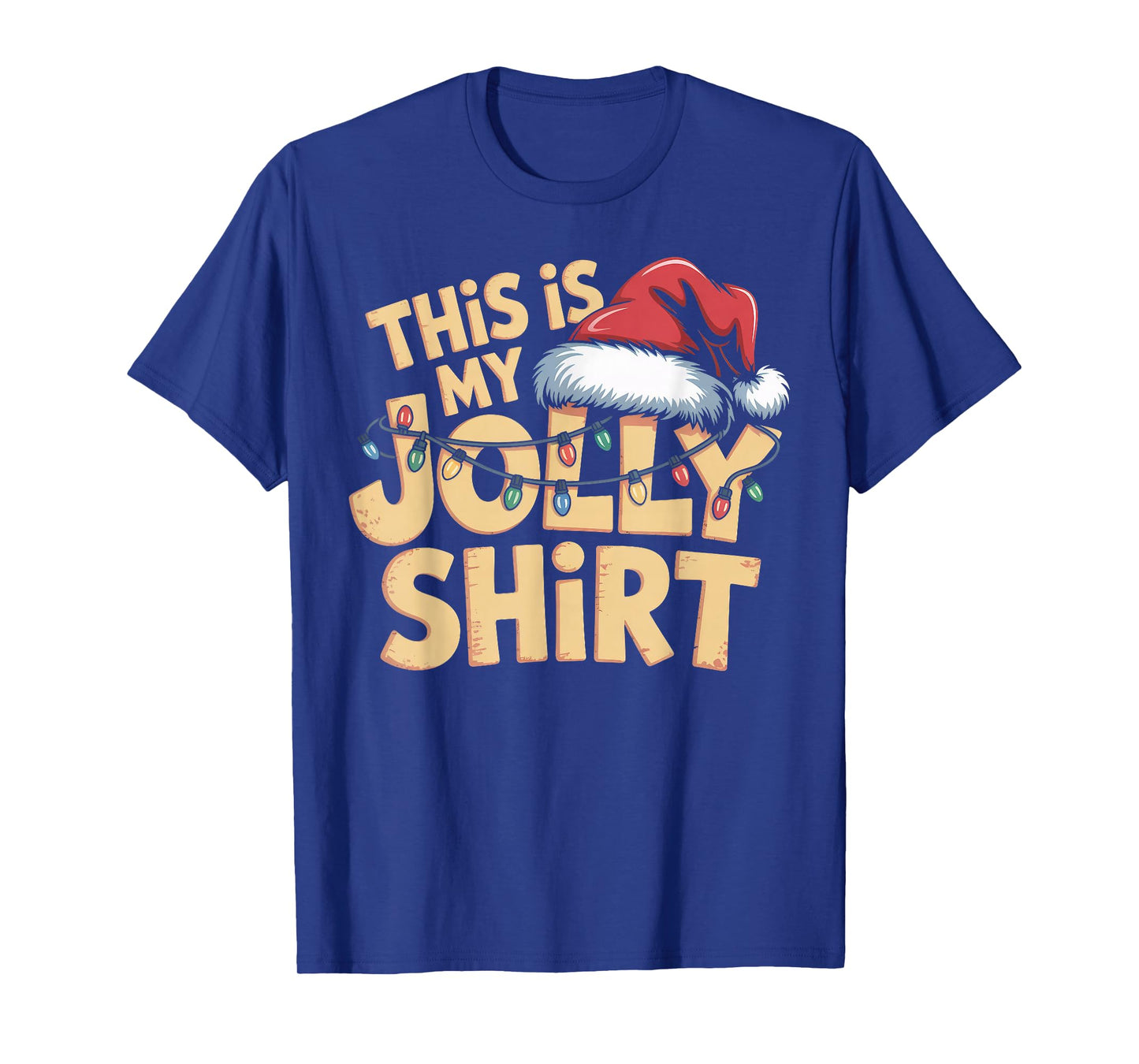 This is My Jolly Shirt Christmas Lights Santa Hat T-Shirt