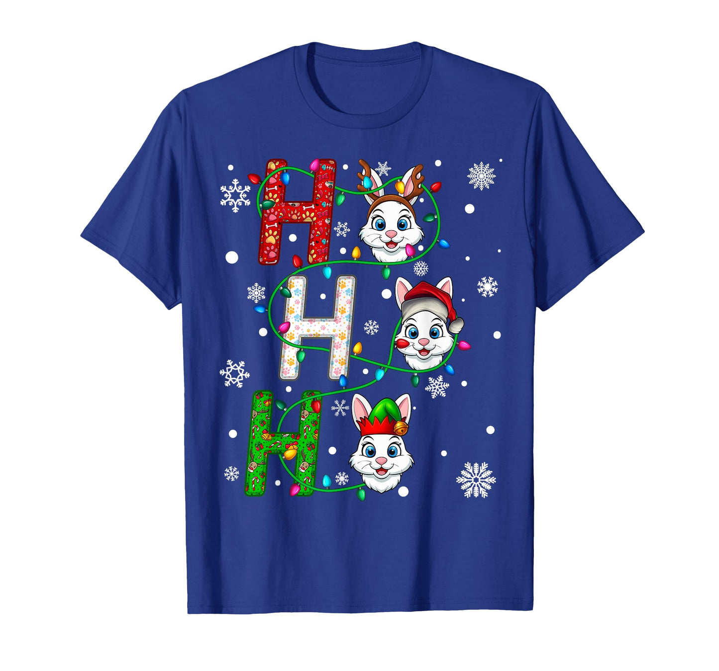 Matching Christmas Santa Hat Ho Ho Ho Bunny Animal Xmas T-Shirt