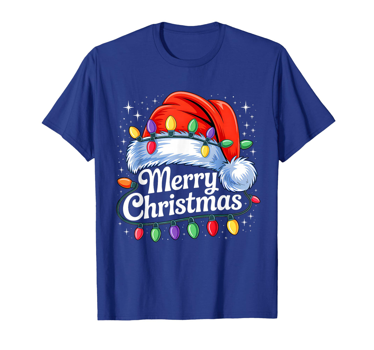 Merry Christmas Lights Red Santa Hat Xmas Family Men Women T-Shirt