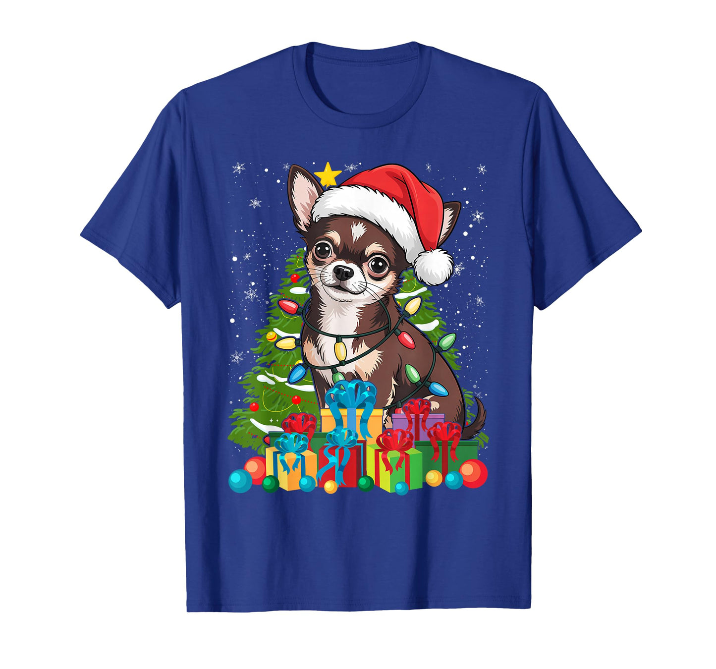Chihuahua Christmas Tree Lights Santa Dog Lover Xmas Women T-Shirt