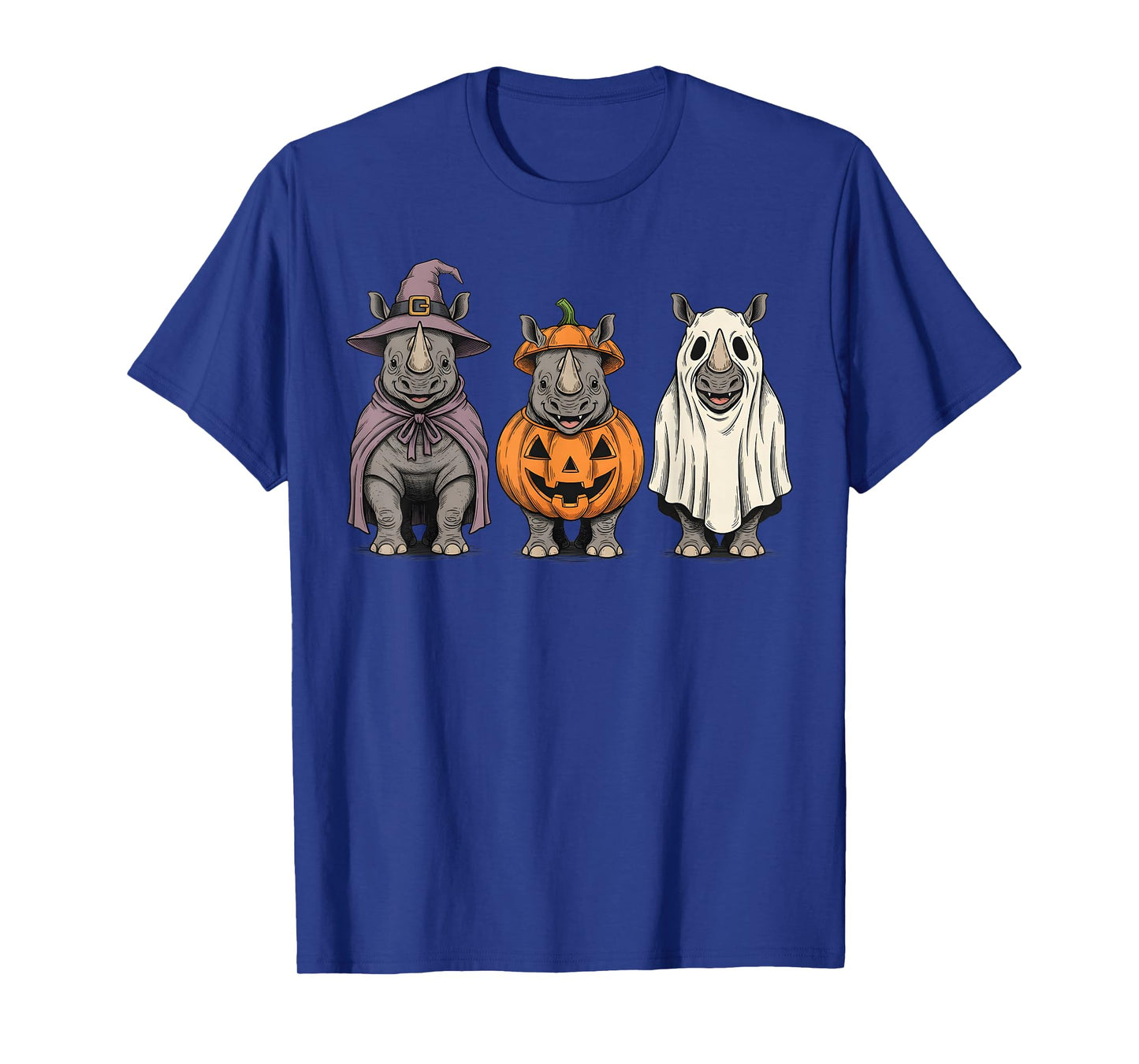 Spooky Ghost Rhino Pumpkin Halloween Safari Animal T-Shirt