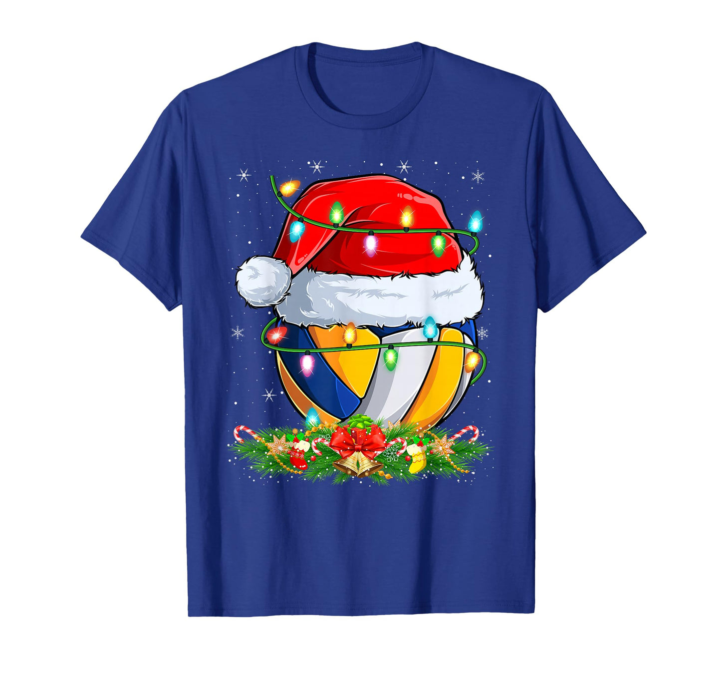 Volleyball Christmas Lights Funny Volleyball Player Xmas T-Shirt