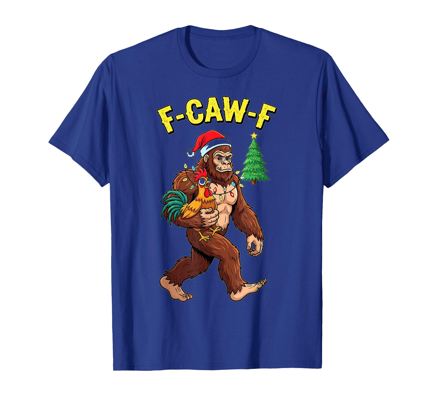 Christmas Bigfoot Chicken Lights Funny Holiday T-Shirt