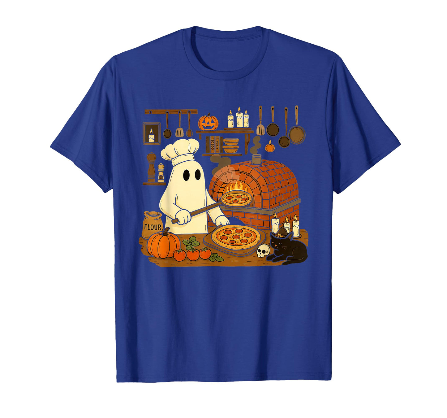 Halloween Vibes Spooky Season Boo Ghost Baking Pizza Lover T-Shirt