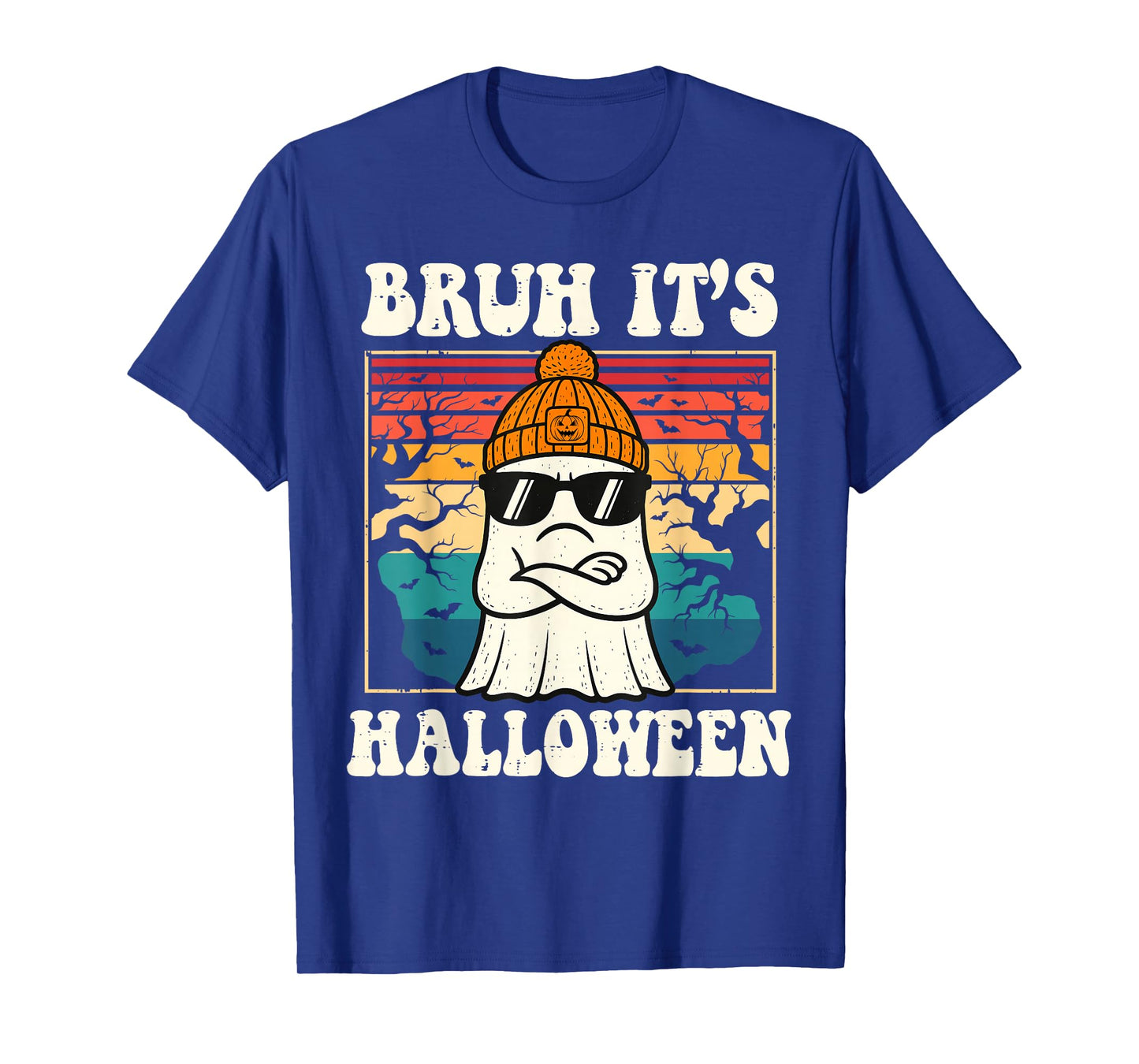 Bruh It's Halloween Funny Retro Ghost Halloween Men Boys T-Shirt