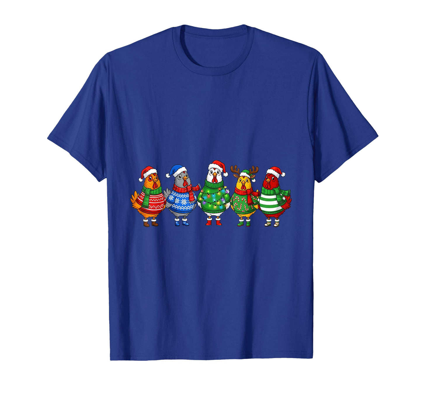 Ugly Christmas Chicken Santa Hat Lights Sweater Xmas Holiday T-Shirt