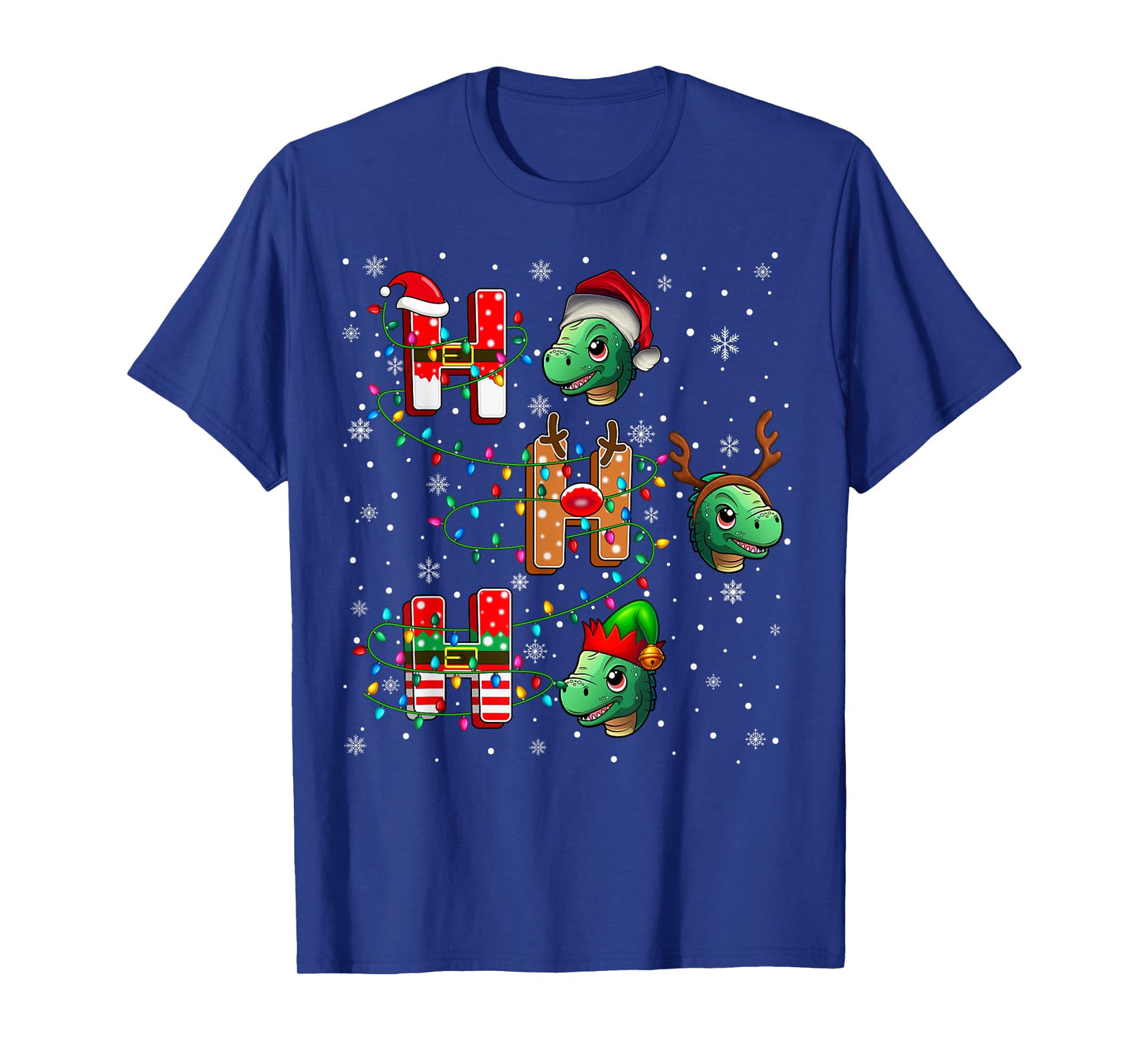 Ho Ho Ho Santa Reindeer Hat Elf Dinosaur Animal Christmas T-Shirt