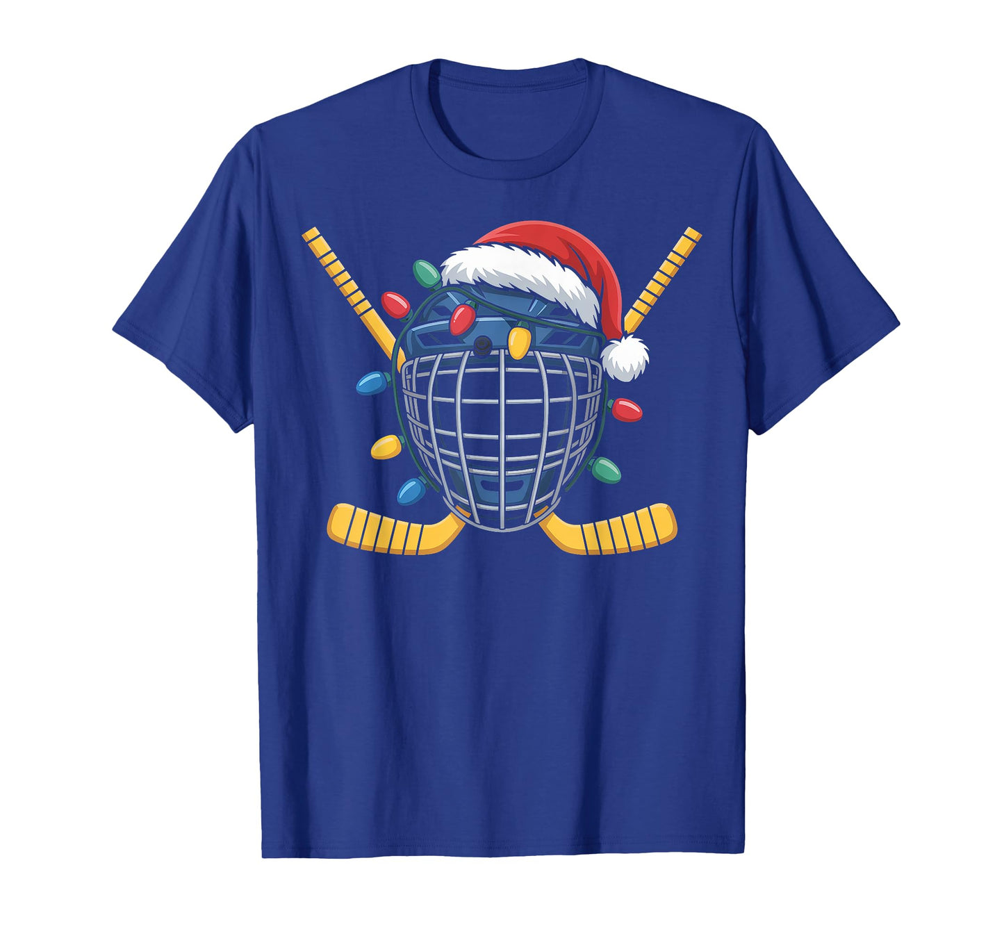Ice Hockey Goalie Mask Santa Christmas Lights Winter Sports T-Shirt