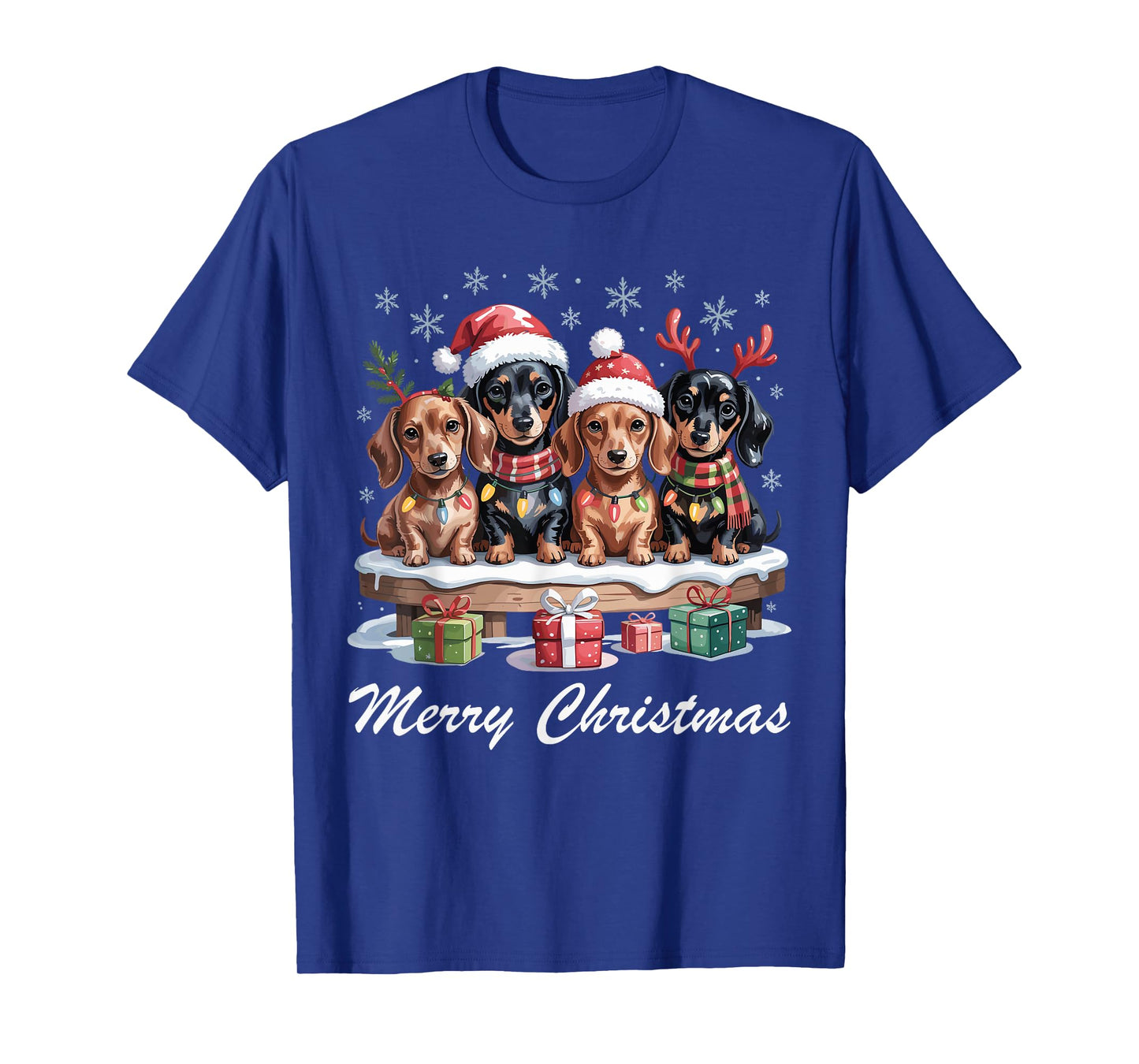 Dachshund Merry Christmas Funny Dog Lovers Holiday Pajama T-Shirt