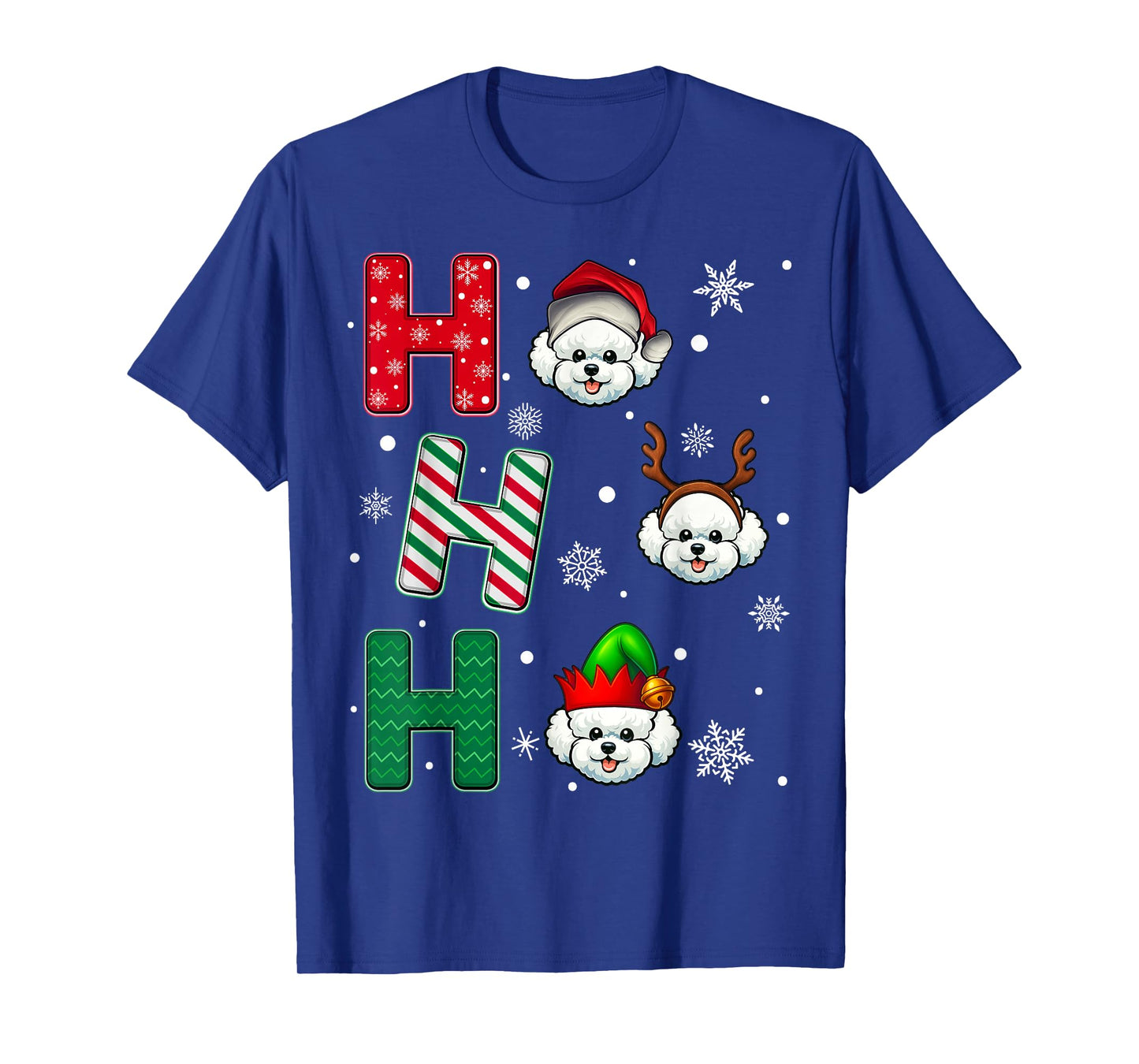 Ho Ho Ho Bichon Frise Dog Matching Christmas Santa Elf Xmas T-Shirt