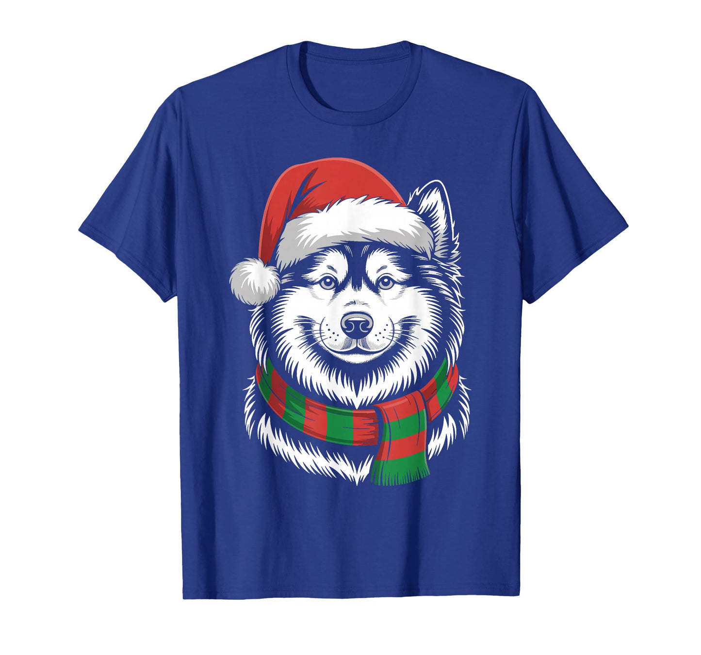 Samoyed Dog Xmas Santa Hat Scarf Christmas Costume T-Shirt