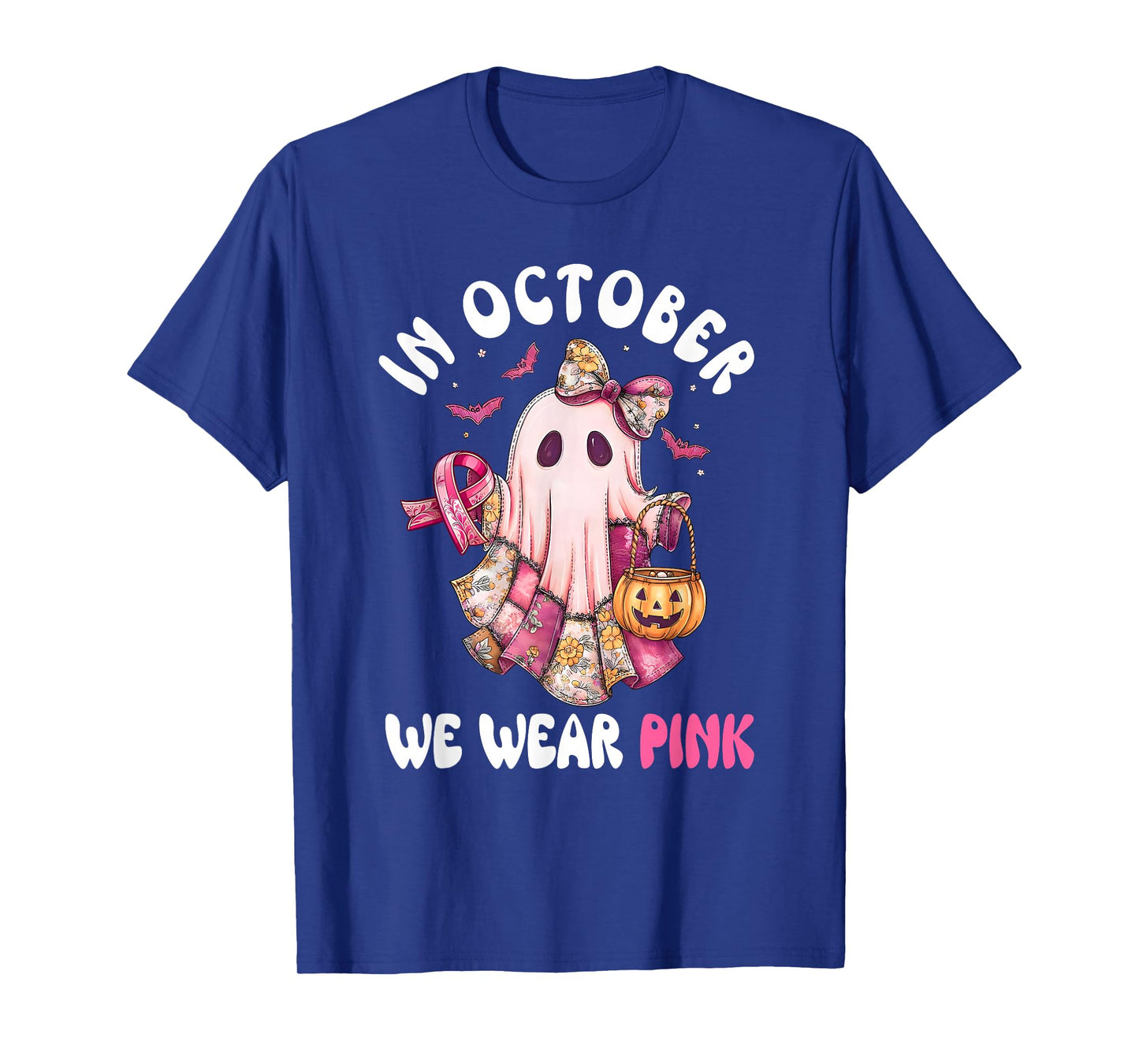 Breast Cancer Womens Halloween Girls in October We Wear Pink T-Shirt